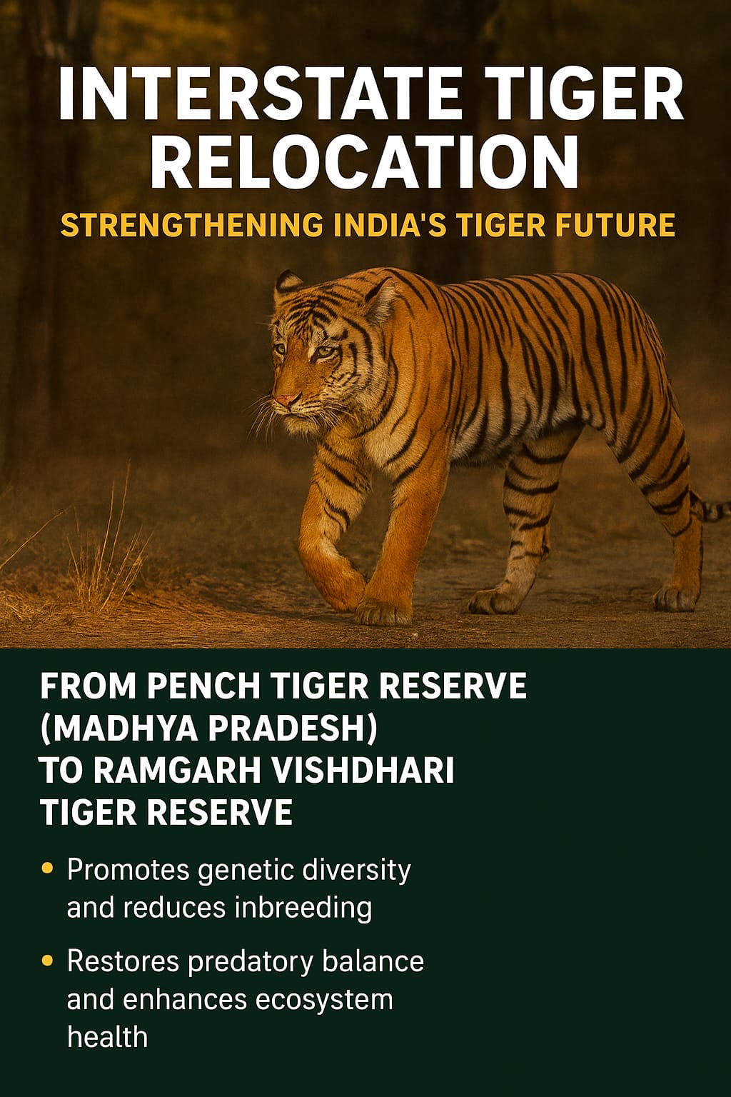 Interstate Tiger Relocation: Strengthening India’s Tiger Future